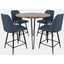 Brennan Five Piece Round Modern Solid Wood Counter Height Dining Set With Upholstered Barstools In Blueberry
