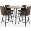 Brennan Five Piece Round Modern Solid Wood Counter Height Dining Set With Upholstered Barstools In Dark Brown