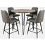 Brennan Five Piece Round Modern Solid Wood Counter Height Dining Set With Upholstered Barstools In Grey