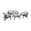 Brighton 4 Piece Outdoor Patio Seating Set In Dark Eucalyptus Wood with Gray Rope and White Cushions