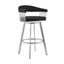 Bronson 25 Inch Black Faux Leather and Brushed Stainless Steel Swivel Bar Stool
