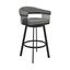 Bronson 25 Inch Counter Height Swivel Bar Stool In Black Finish and Gray Faux Leather