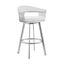 Bronson 25 Inch White Faux Leather and Brushed Stainless Steel Swivel Bar Stool