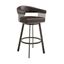 Bronson 29 Inch Bar Height Swivel Bar Stool In Java Brown Finish and Chocolate Faux Leather