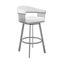 Bronson 29 Inch Bar Height Swivel Bar Stool In Silver Finish and White Faux Leather
