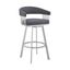 Bronson 29 Inch Slate Gray Faux Leather and Silver Metal Bar Stool