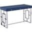 Brooks 3 Drawer Wood And Stainless Steel Frame Writing Desk In Blue And Silver