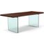 Brooks 40 Inch x 79 Inch Glass Base Dining Table In Americano Top And Clear Glass Base