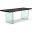 Brooks 40 Inch x 79 Inch Glass Base Dining Table In Ebonized Top And Clear Glass Base