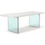 Brooks 40 Inch x 79 Inch Glass Base Dining Table In White Wash Top And Clear Glass Base