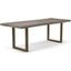 Brooks 40 Inch x 79 Inch U Base Dining Table In Sandblasted Grey Top And Brass Base