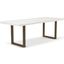 Brooks 40 Inch x 79 Inch U Base Dining Table In White Wash Top And Brass Base
