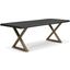 Brooks 40 Inch x 79 Inch x Base Dining Table In Ebonized Top And Brass Base