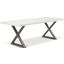 Brooks 40 Inch x 79 Inch x Base Dining Table In White Wash Top And Pewter Base