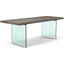 Brooks 40 Inch x 92 Inch Glass Base Dining Table In Sandblasted Grey Top And Clear Glass Base