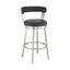 Bryant 26 Inch Counter Height Swivel Bar Stool In Brushed Stainless Steel Finish and Black Faux Leather