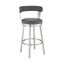 Bryant 30 Inch Bar Height Swivel Bar Stool In Brushed Stainless Steel Finish and Gray Faux Leather