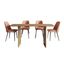 Burke 5-Piece 76 Inch Solid Wood Dining Set with Faux Leather Chairs In Light Brown