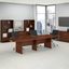 Bush Business Furniture 120W x 48D Boat Shaped Conference Table with Wood Base in Hansen Cherry