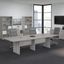 Bush Business Furniture 120W x 48D Boat Shaped Conference Table with Wood Base in Platinum Gray