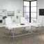 Bush Business Furniture 96W x 42D Boat Shaped Conference Table with Metal Base in White