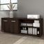 Bush Business Furniture Hybrid Low Storage Cabinet with Doors and Shelves in Black Walnut