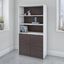 Bush Business Furniture Jamestown 5 Shelf Bookcase with Doors in White and Storm Gray