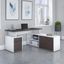 Bush Business Furniture Jamestown 60W L Shaped Desk with Drawers in White and Storm Gray