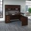 Bush Business Furniture Series C 72W x 30D 3 Position Sit To Stand L Shaped Desk with Hutch and Mobile File Cabinet in Mocha Cherry