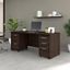 Bush Business Furniture Studio C 72W x 36D Bow Front Desk with Mobile File Cabinets in Black Walnut