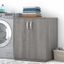 Bush Business Furniture Universal Laundry Room Storage Cabinet with Doors and Shelves in Platinum Gray