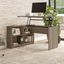 Bush Furniture Cabot 52W 3 Position Sit To Stand Corner Desk with Shelves in Ash Gray