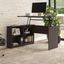 Bush Furniture Cabot 52W 3 Position Sit To Stand Corner Desk with Shelves in Heather Gray