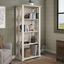 Bush Furniture Homestead 4 Shelf Farmhouse Bookcase in Linen White Oak