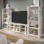 Bush Furniture Homestead Farmhouse Tv Stand For 70 Inch Tv with 4 Shelf Farmhouse Bookcase Set in Linen White Oak