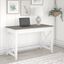 Bush Furniture Key West 48W Writing Desk In Pure White And Shiplap Gray