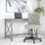 Bush Furniture Key West 48W Writing Desk with Mid Back Tufted Office Chair in Cape Cod Gray