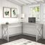 Bush Furniture Key West 60W L Shaped Desk In Linen White Oak