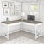 Bush Furniture Key West 60W L Shaped Desk In Pure White And Shiplap Gray