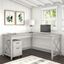 Bush Furniture Key West 60W L Shaped Desk With 2 Drawer Mobile File Cabinet In Linen White Oak