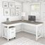 Bush Furniture Key West 60W L Shaped Desk With 2 Drawer Mobile File Cabinet In Pure White And Shiplap Gray