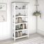 Bush Furniture Key West Tall 5 Shelf Bookcase In Pure White And Shiplap Gray