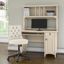 Bush Furniture Salinas 48W Computer Desk with Hutch and Mid Back Tufted Office Chair in Antique White
