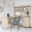Bush Furniture Salinas 60W L Shaped Desk with Hutch in Antique White