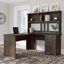 Bush Furniture Salinas 60W L Shaped Desk with Hutch in Ash Brown