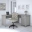 Bush Furniture Salinas 60W L Shaped Desk with Mid Back Tufted Office Chair in Cape Cod Gray