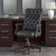 Bush Furniture Saratoga High Back Tufted Office Chair with Arms in Black Leather