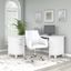 Bush Furniture Somerset 60W L Shaped Desk with Mid Back Leather Box Chair in White