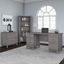 Bush Furniture Somerset 60W Office Desk with Lateral File Cabinet and 5 Shelf Bookcase in Platinum Gray
