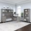 Bush Furniture Somerset 72W 3 Position Sit To Stand L Shaped Desk with Hutch and Bookcase in Platinum Gray